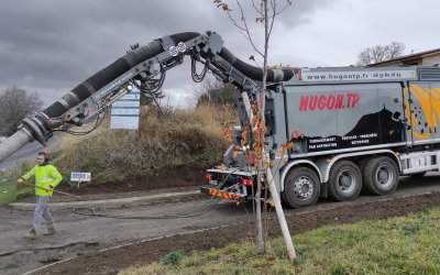 Terrassement de fouille avec aspiratrice
